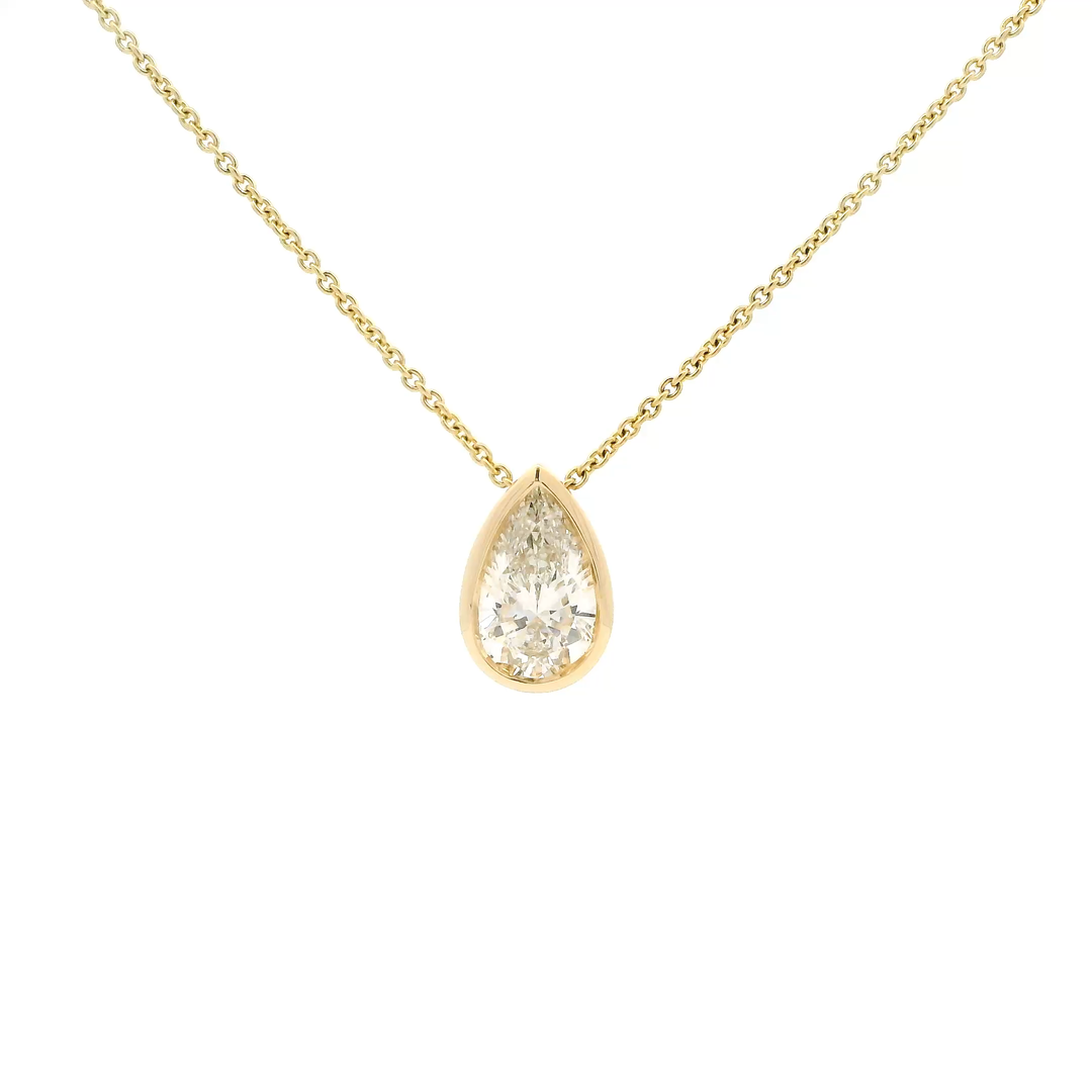 Custom Design: Pure Pear Diamond Drop Necklace