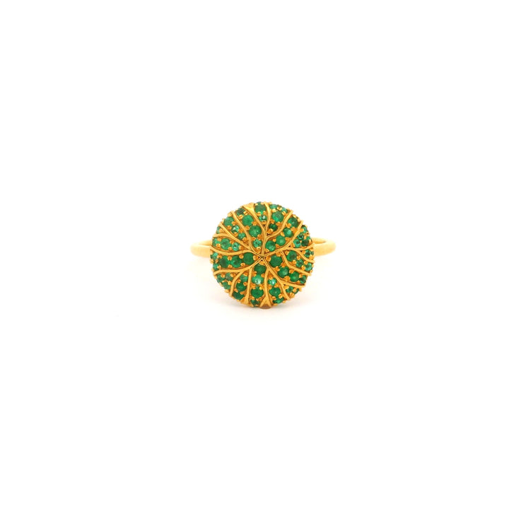 Yellow Gold Round Emeralds