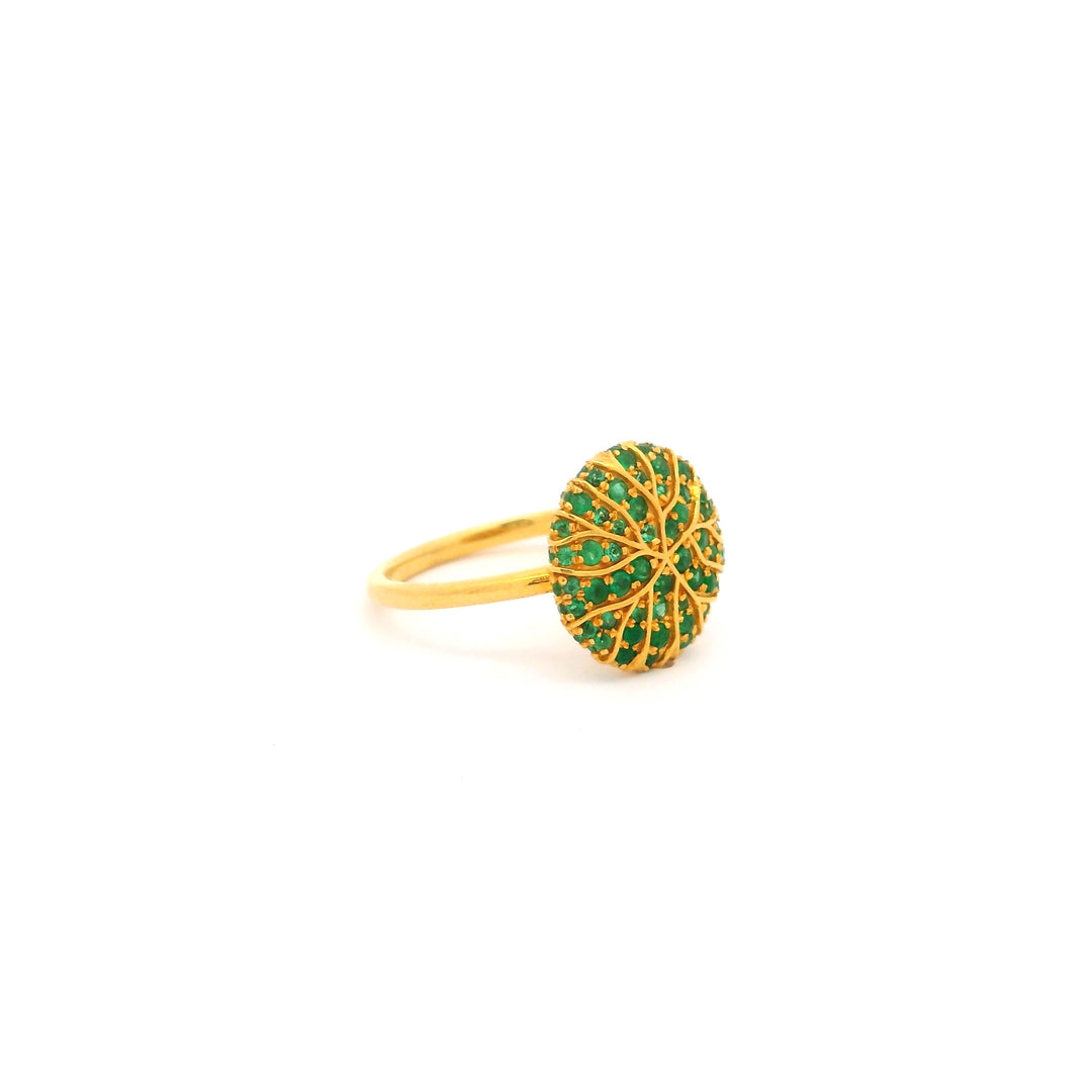 Yellow Gold Round Emeralds