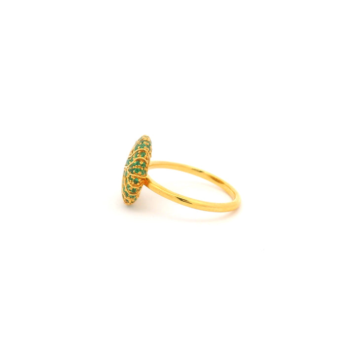 Yellow Gold Round Emeralds