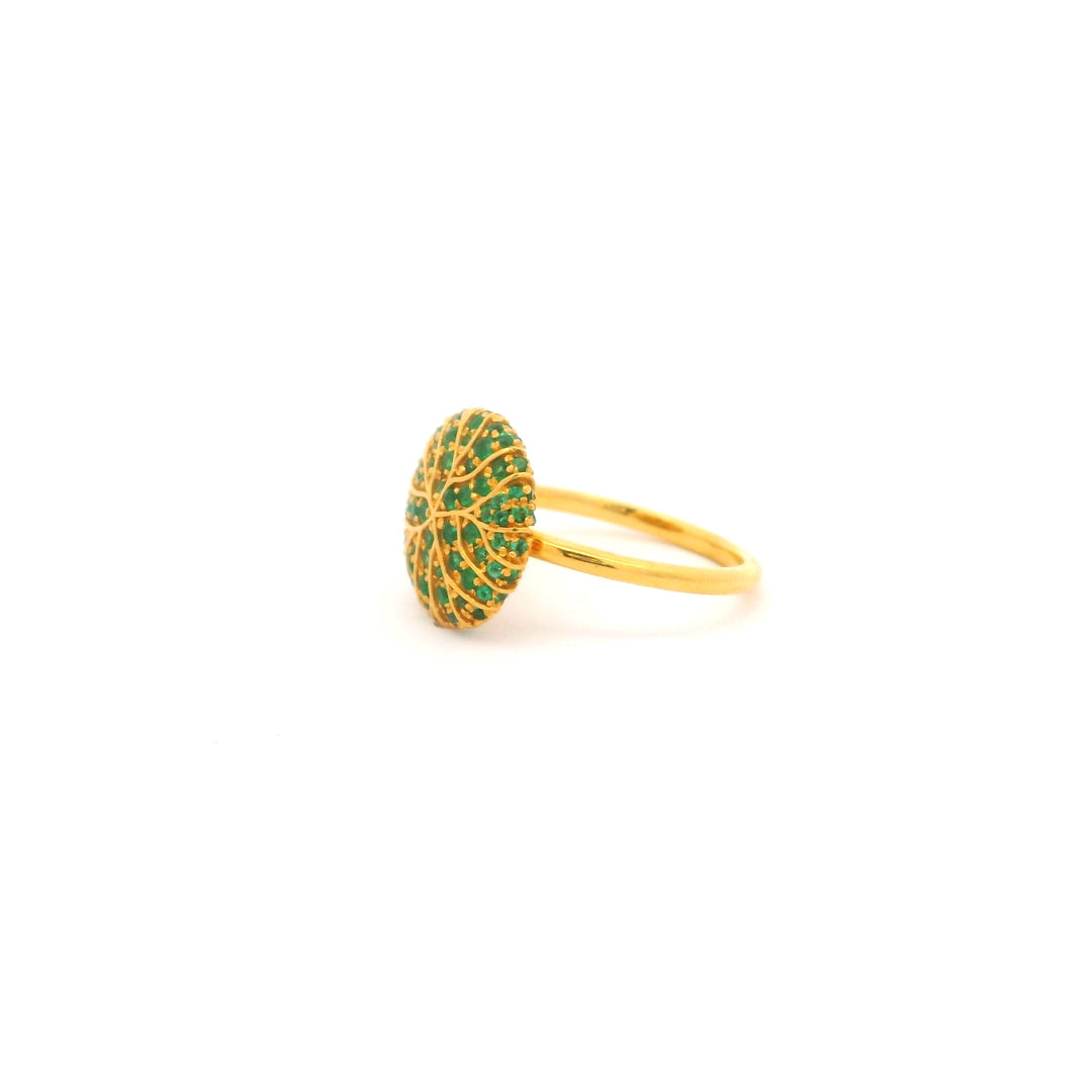 Yellow Gold Round Emeralds