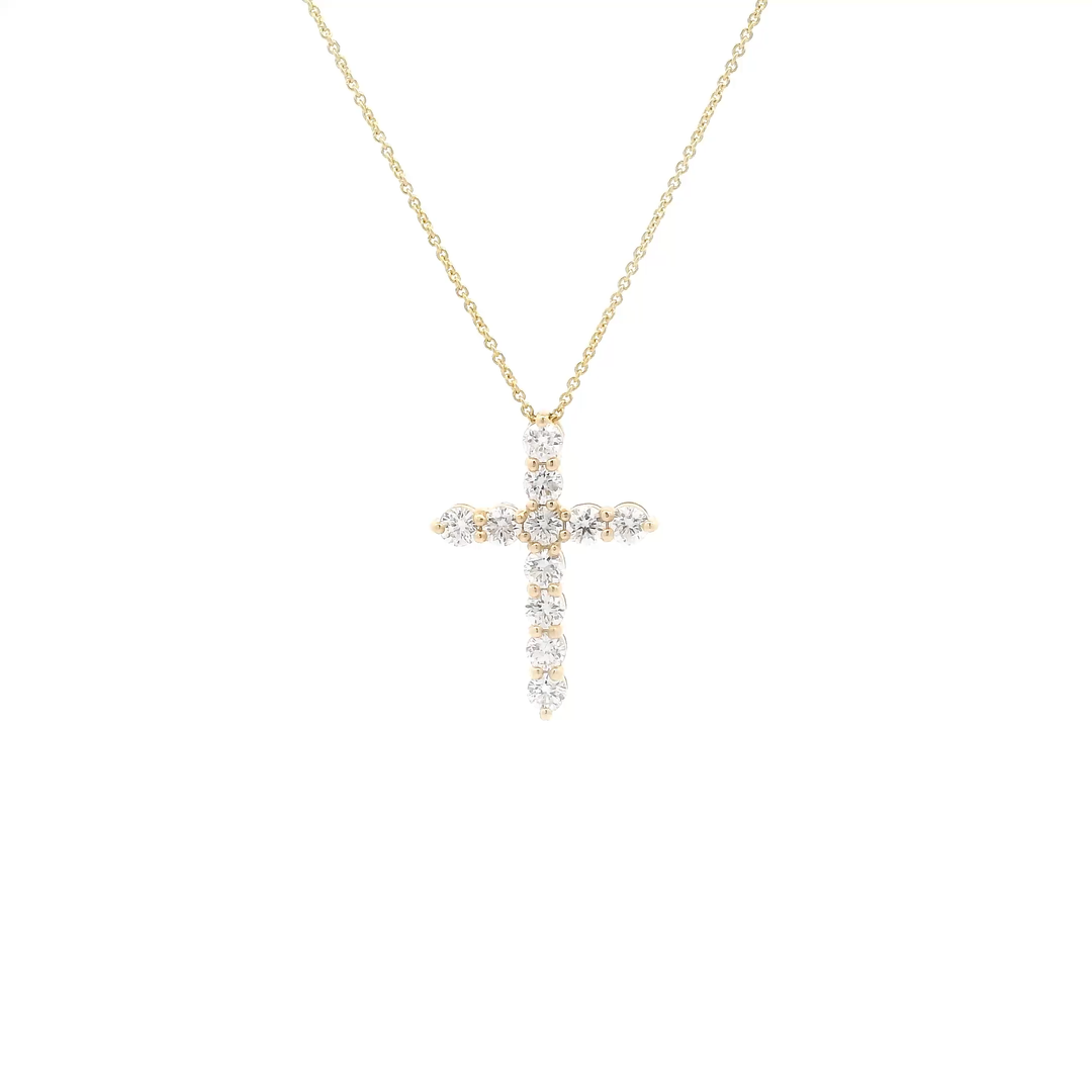 14K Gold & Diamond Cross Necklace