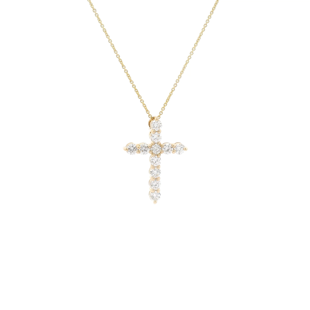 14K Gold & Diamond Cross Necklace