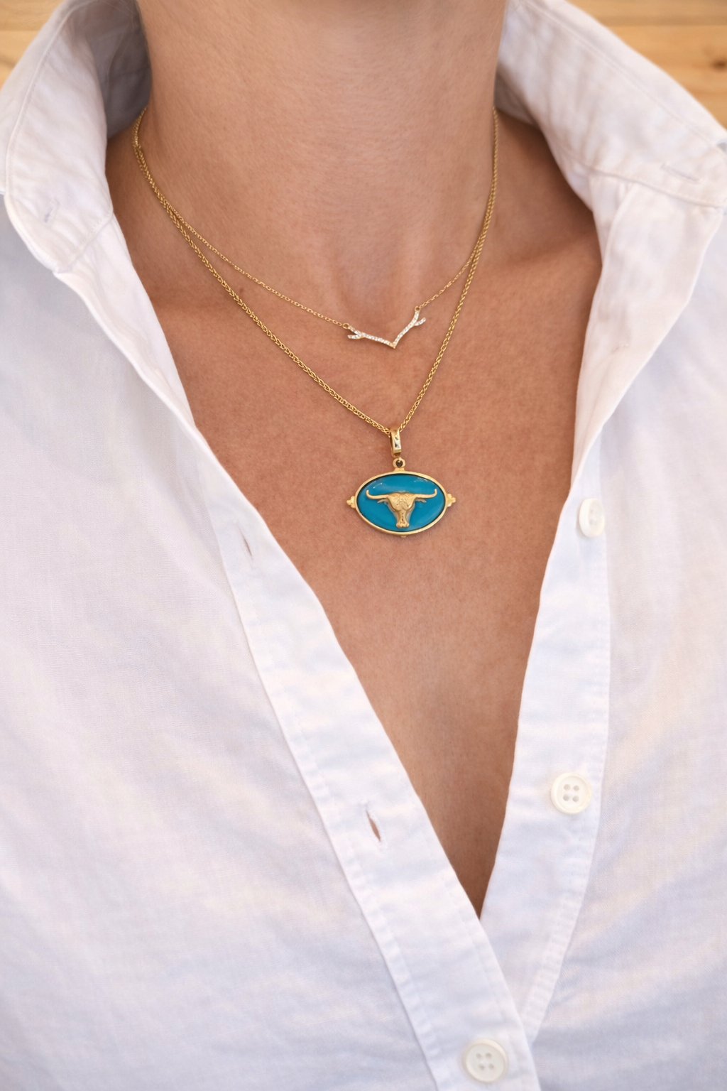 Turquoise Longhorn Pendant